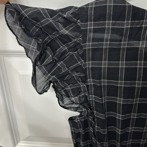 Gap XS Flutter Sleeve Black and White Checkered Blouse - Picture 6 of 12
